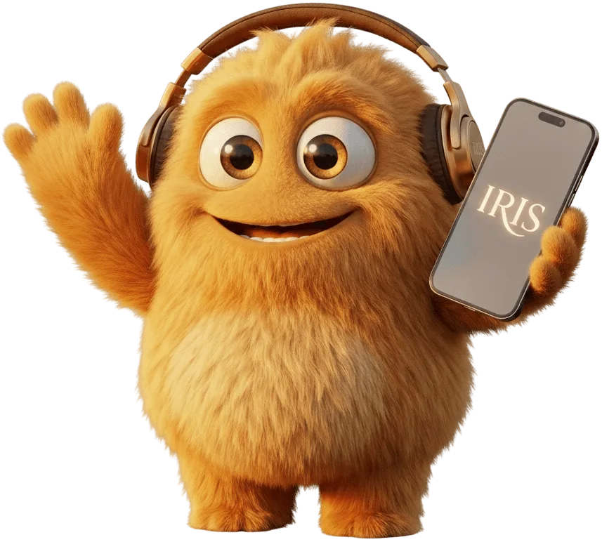 IRIS mascotte zwaait hallo